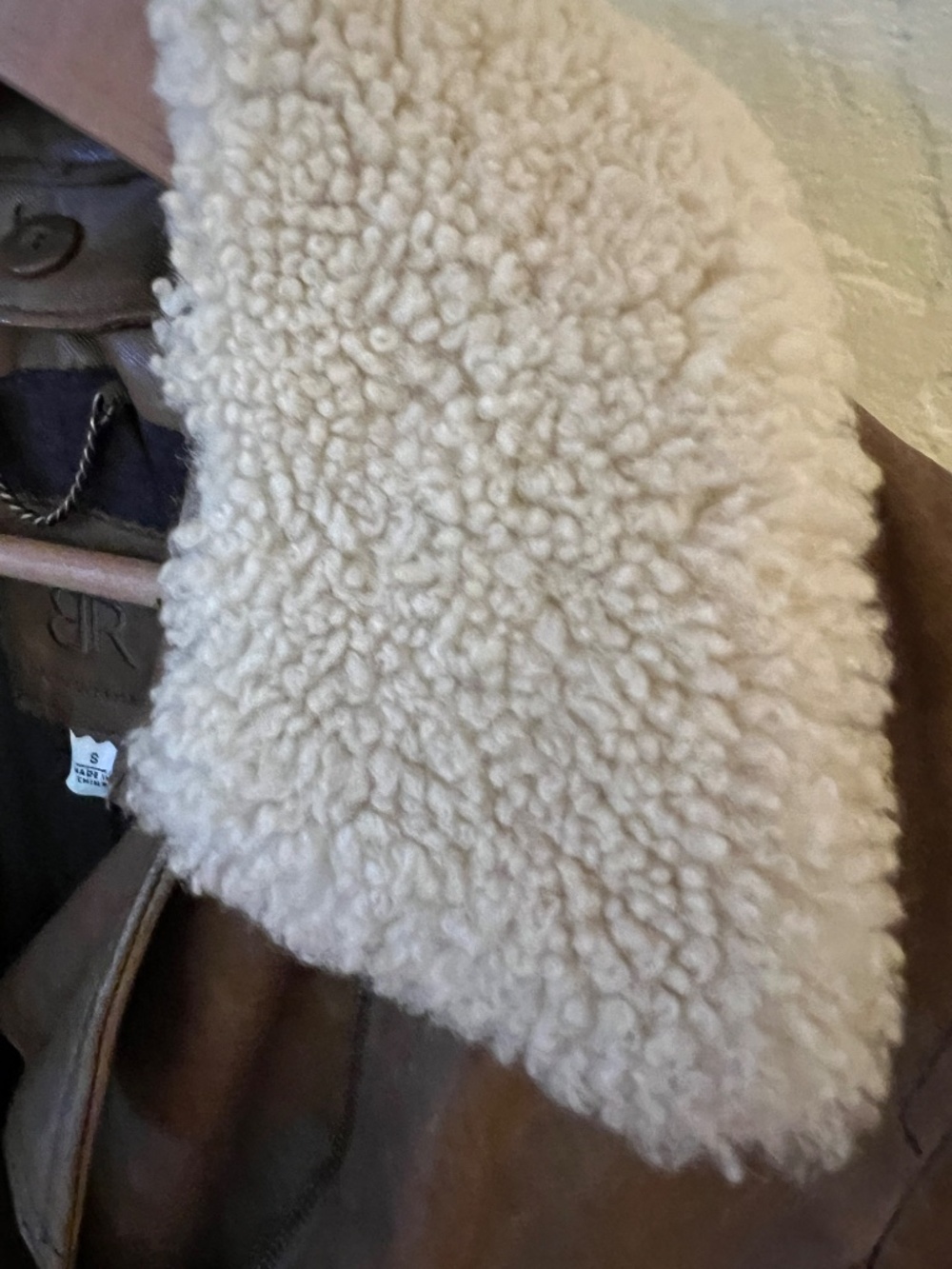 Banana Republic Vtg Leather Moto Jacket Shearling Collar - Picture 3 of 7